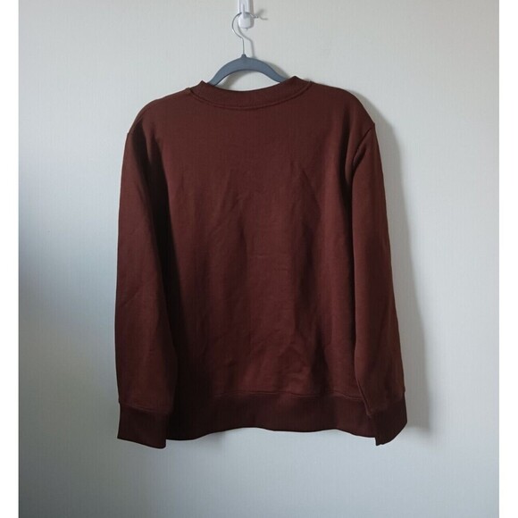 H&M Sweatshirt Pullover Mens Embroidered Crew Neck Long Sleeve Brown Size M - Picture 2 of 7